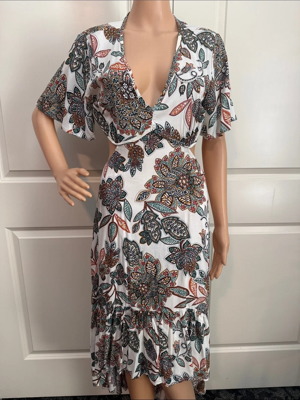 New Rust Tydustty Floral V-Neck High-Low Dress